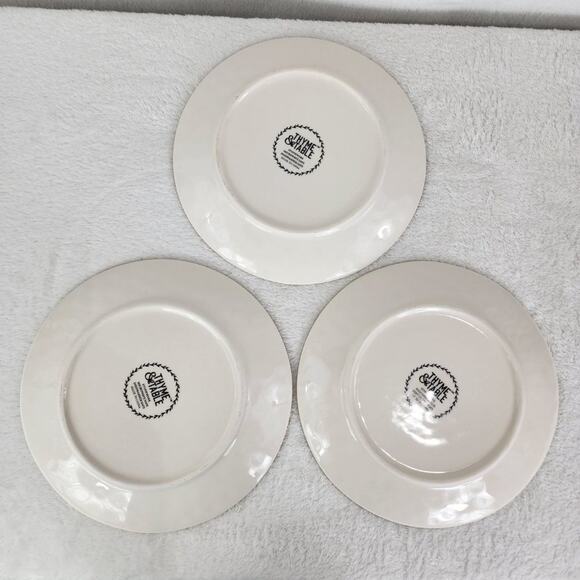 3 Thyme & Table Ava Collection Stoneware Cream & Black Dot Salad Plates EUC - Picture 4 of 5